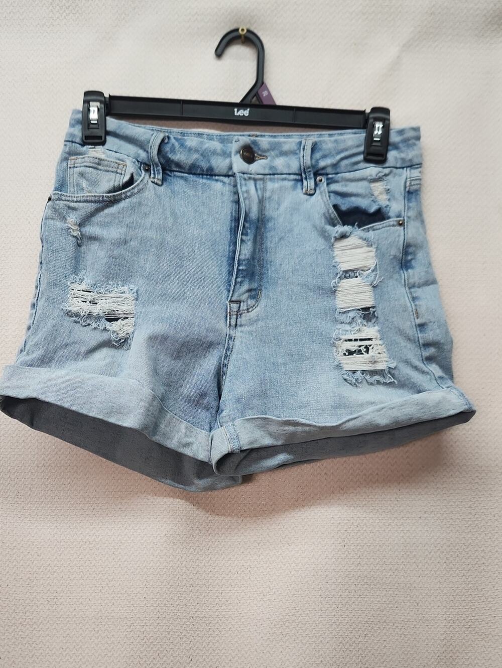 Rue21 Light Wash Distressed Rolled Hem Denim Shorts